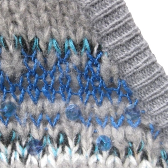 FREE PEOPLE Voluminous Wool/Linen Fair Isle Dolman Sequin Sweater size XS - Picture 10 of 12